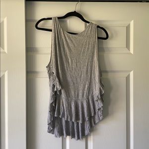 Free People Grey tank with ruffled edges